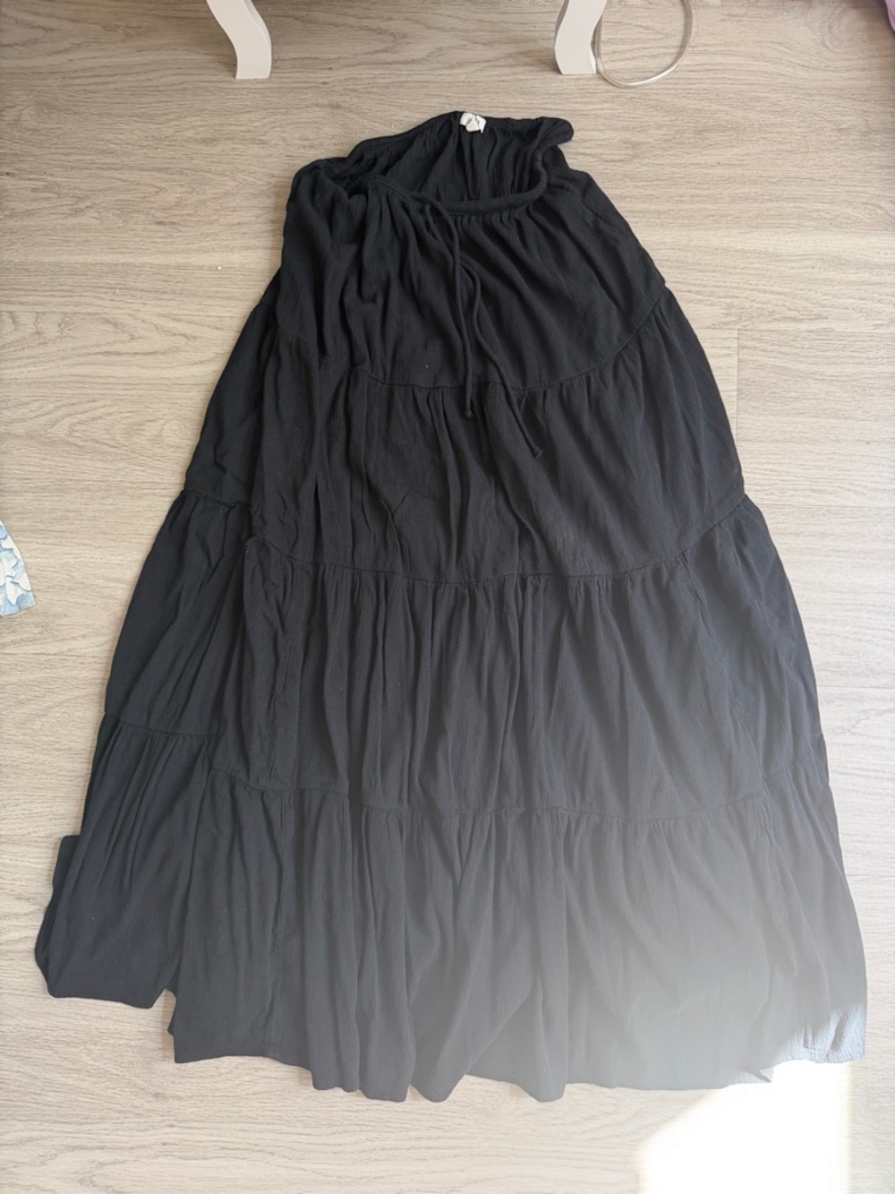 aerie Black Tiered Maxi Skirt